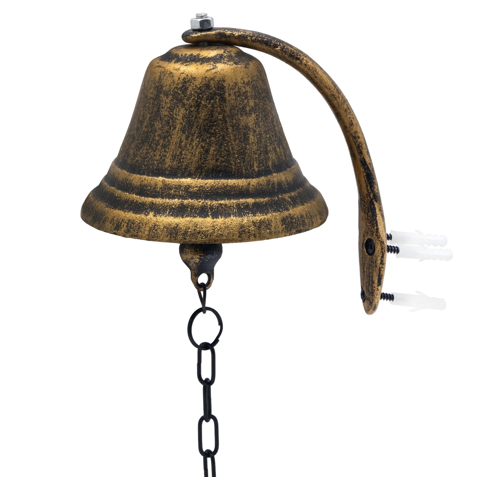 Dinner Bell Wall Hanging Mount Heavy Cast Solid Iron Decoration Gold Small
