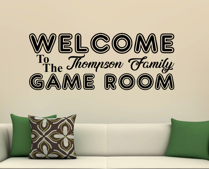 WELCOME TO THE FAMILY GAME ROOM Wall Decal Mural Art Sticker 36"X14"