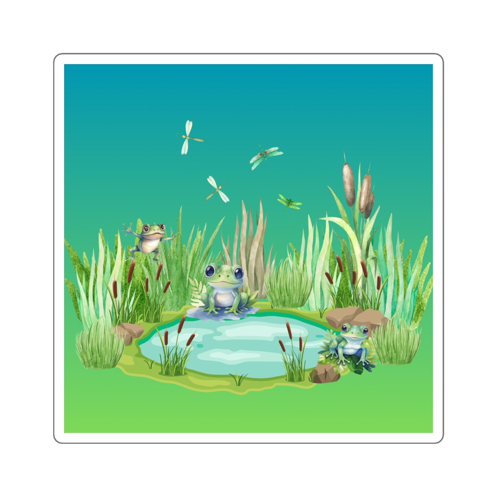 Whimsical Frog Pond Stickers, Nature Decor, Cute Animal Stickers, Laptop […]