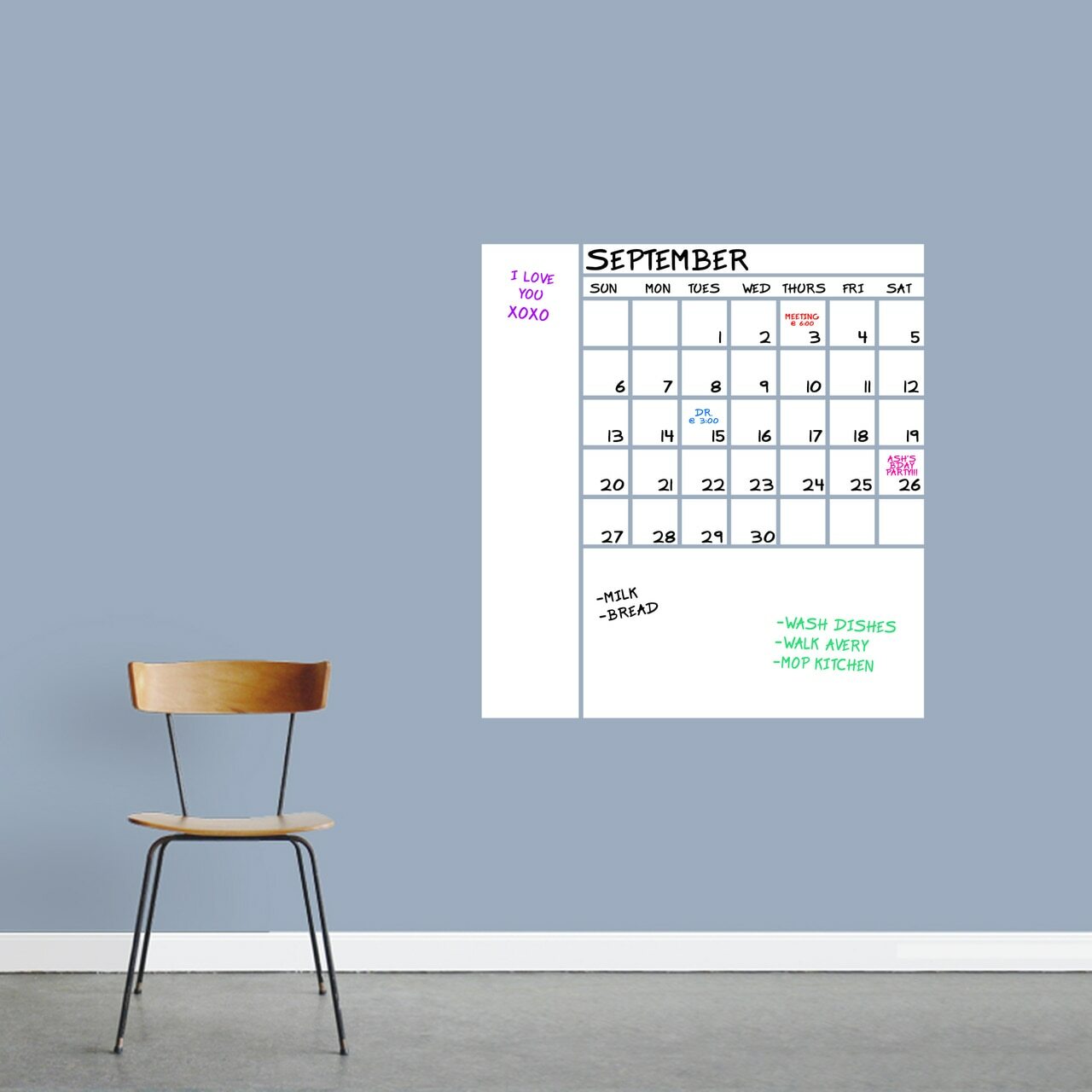 Dry Erase Calendar With Notes Wall Decal – Organizing, Lists, Kitchen, Office, K