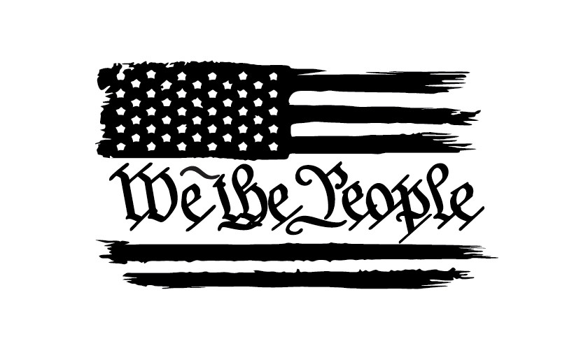 Distressed American Flag We The People Constitution USA Freedom Decal Sticker
