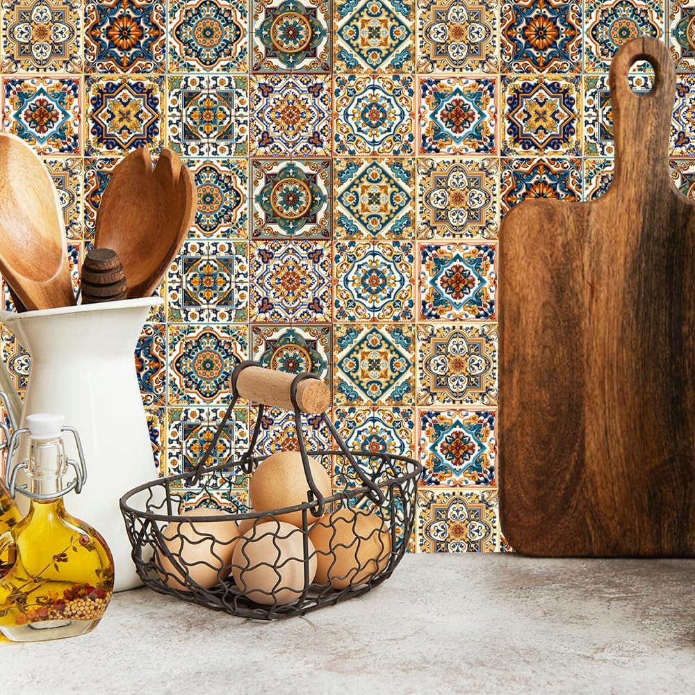 Peel and Stick Moroccan Tile Stickers, Waterproof Backsplash for Kitchen