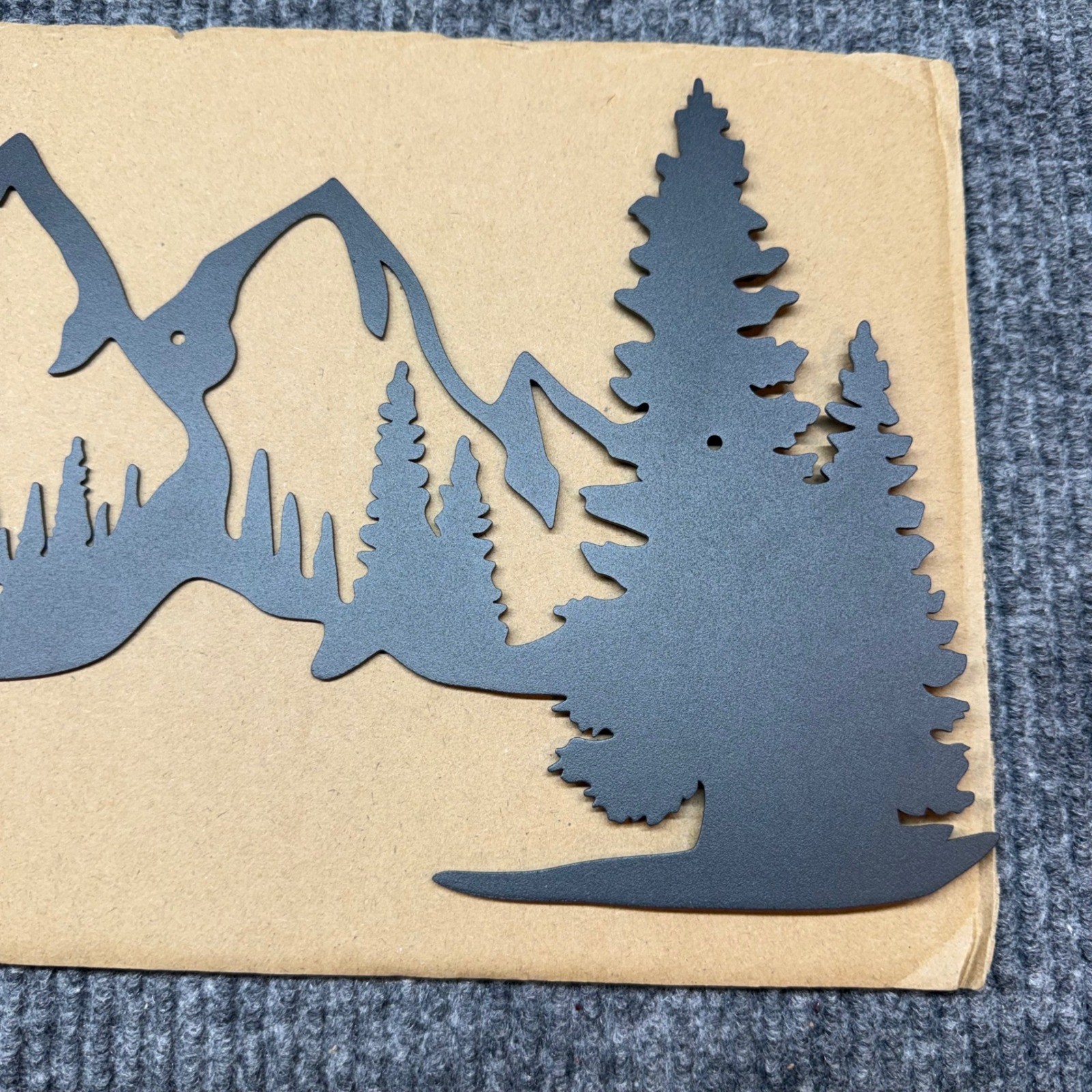 Metal Mountain Pine Tree Wall Art 16in Black Powder Coated Landscape Sign New