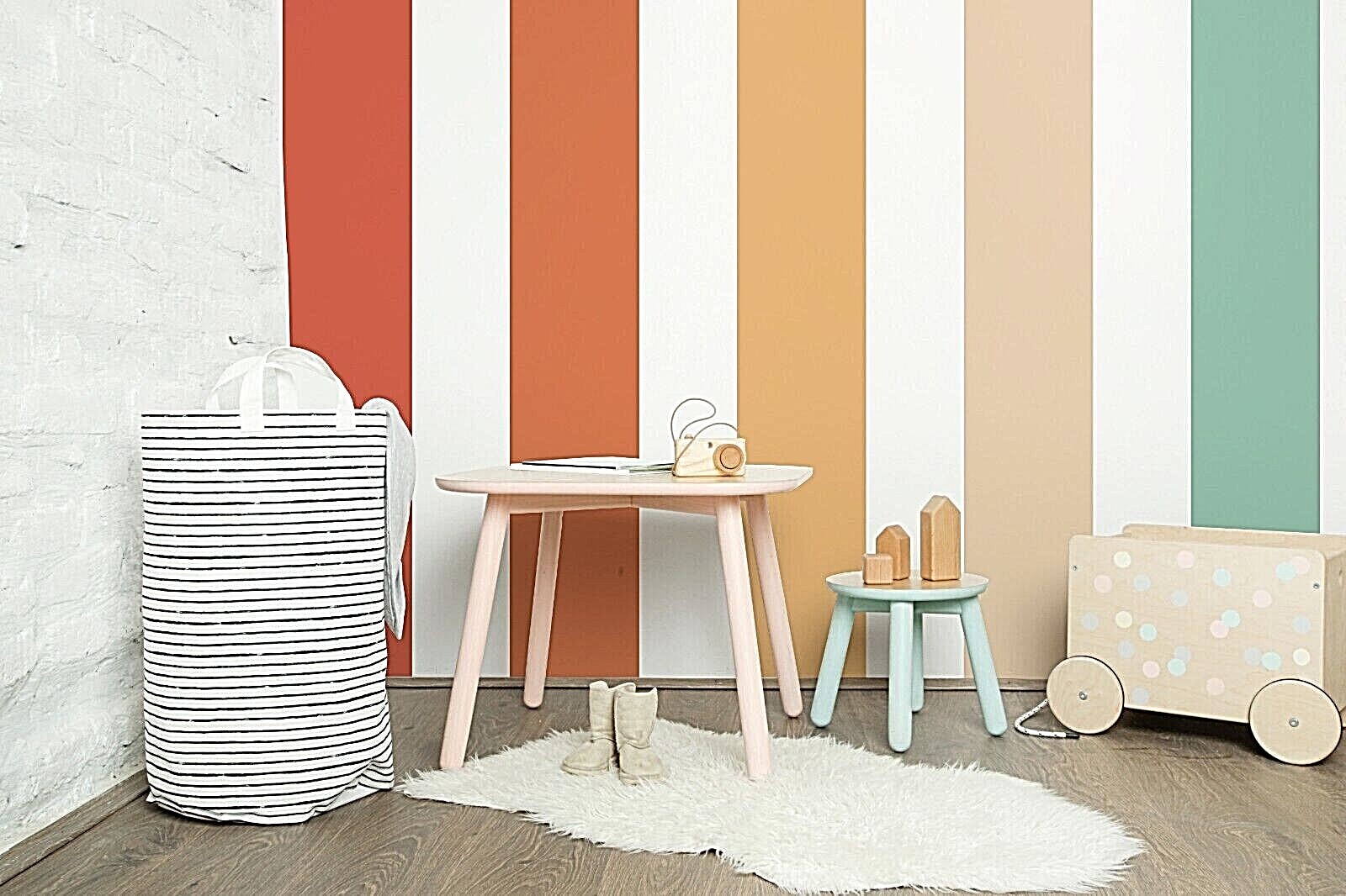 Colorful Wall Stripes, Rainbow Wall Decals, Mural, Sticker, Wall Decoration 451