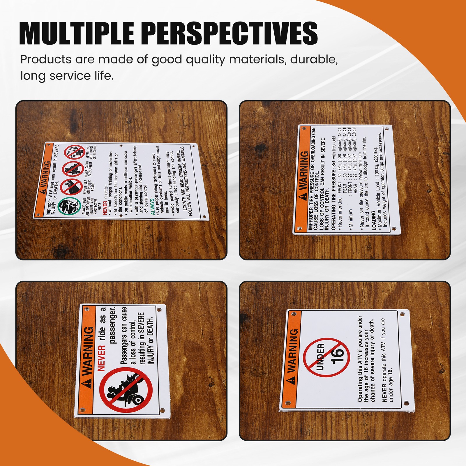 Auto Parts Warning Decals Stickers Labels Aluminum Backed for H4E25706