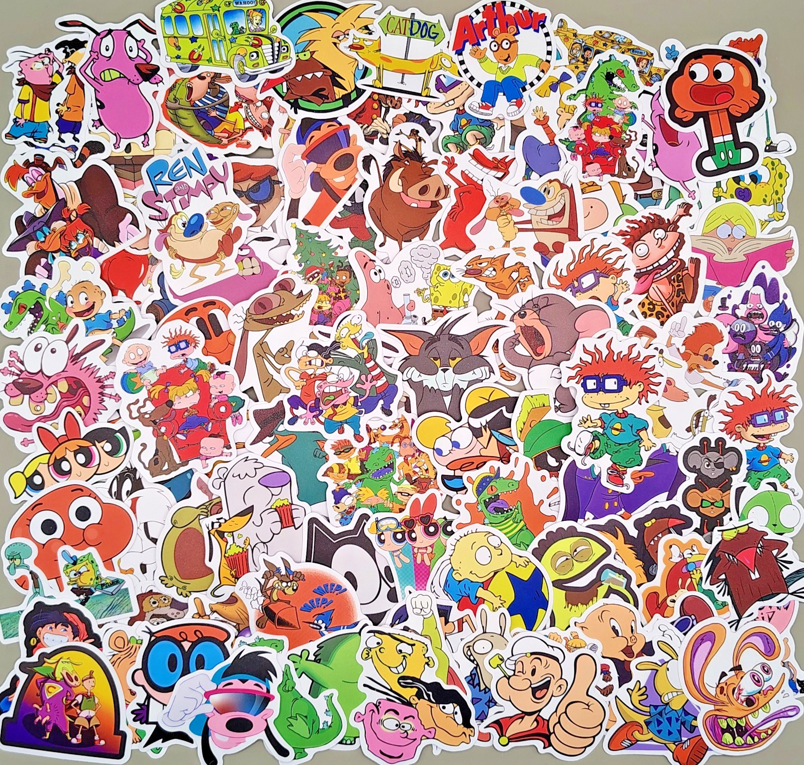 100 Pcs 90s Classic TV Cartoon Stickers Retro Y2K Decal Skateboard Laptop