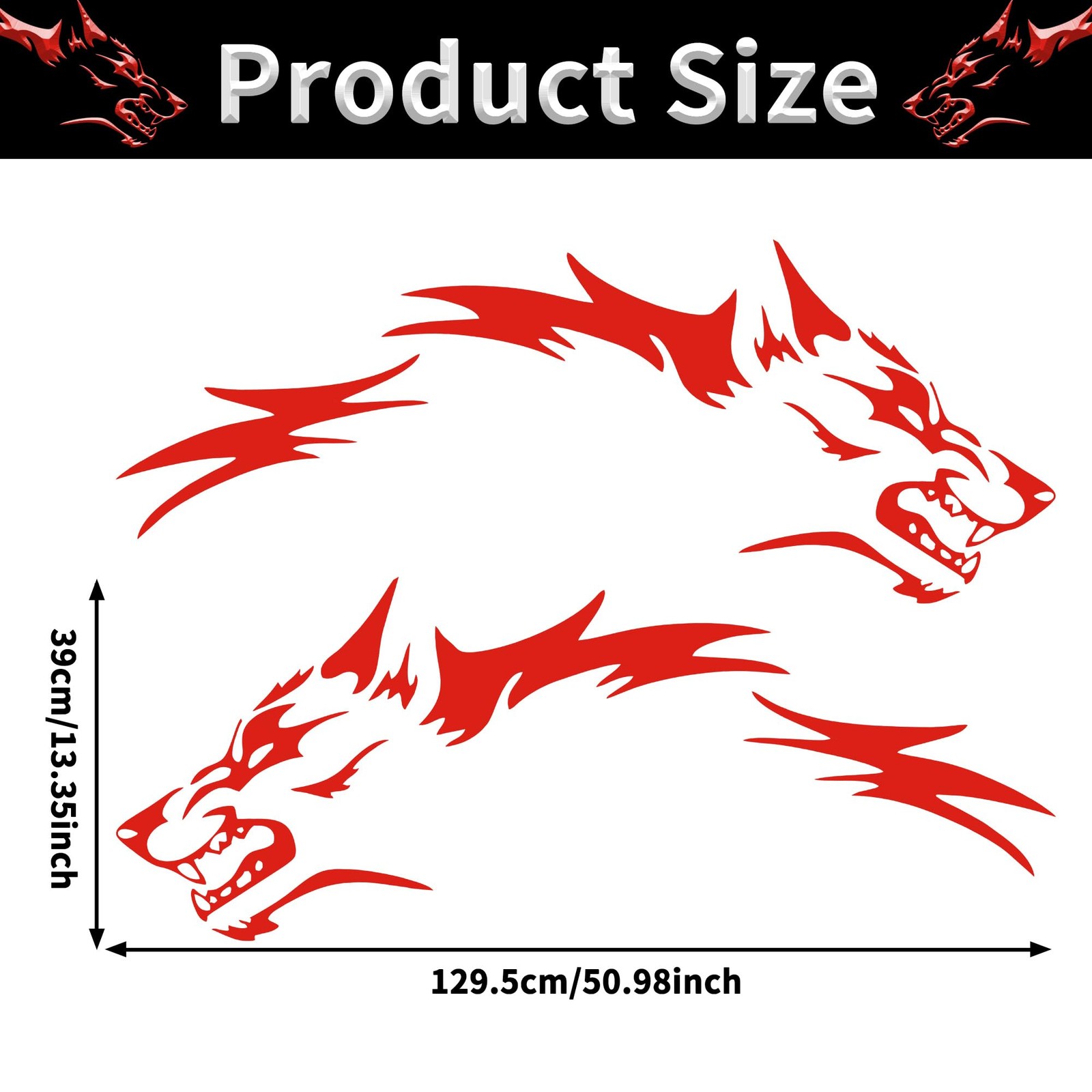 50" 2Pcs Wolf Car Sticker Decal for Car Body Side Stickers Auto Wolf Graphic…
