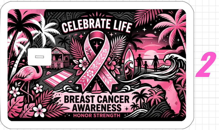 Florida Pink Ribbon Gift Credit Debit ATM Card Skin Sticker Breast Cancer Women