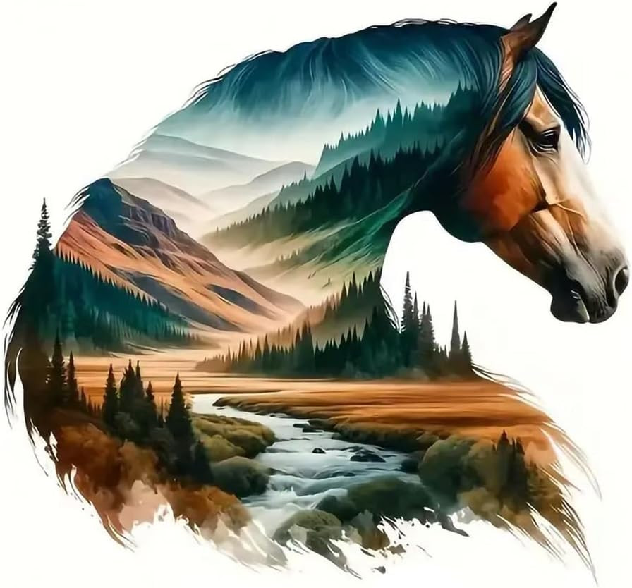 2 PCS Mountain Landscape Horse Vinyl Decal Sticker, Waterproof Removable, for Ca