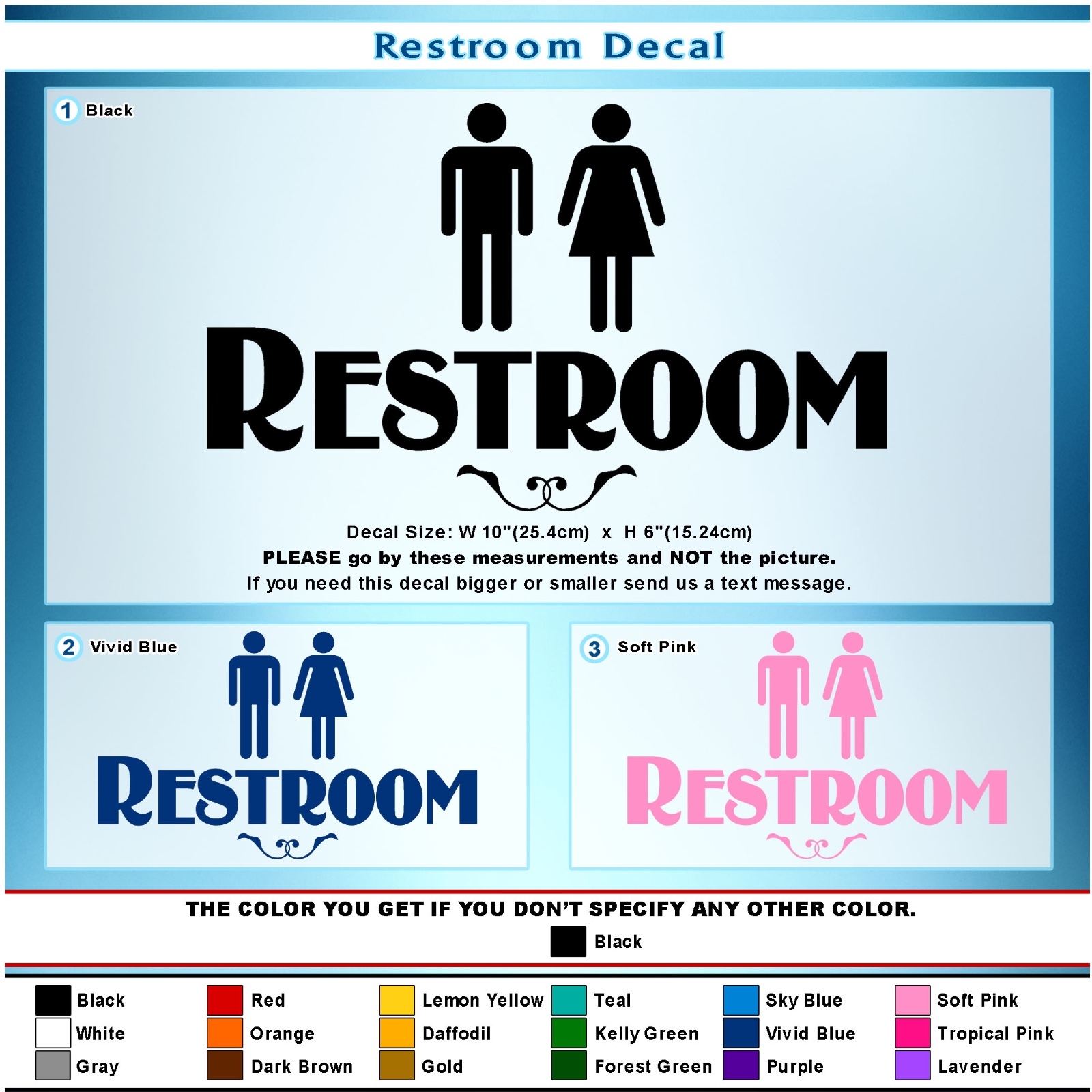 Restroom vinyl Sticker door Bathroom Sign Men Women Restroom Art Decal 068