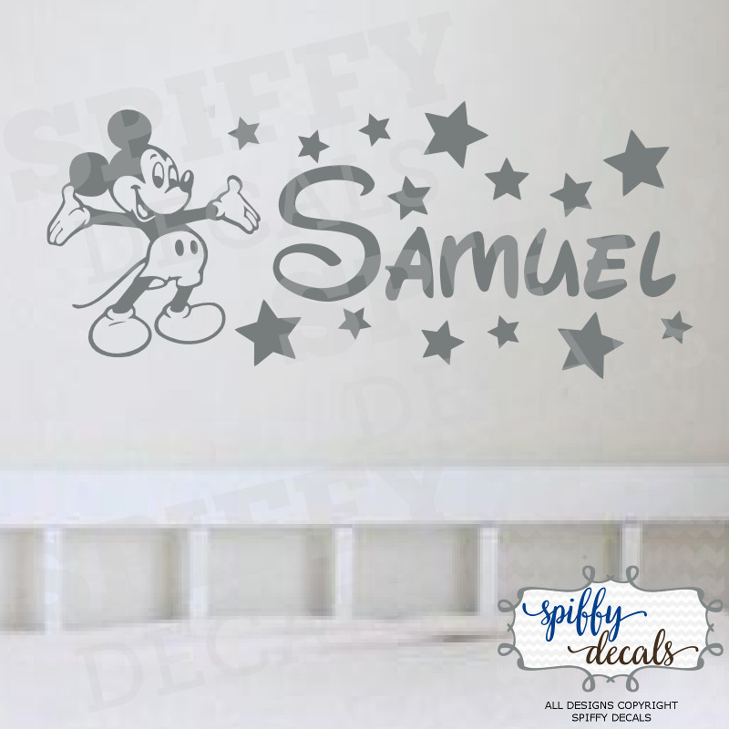 Mickey Mouse Personalized Name Custom Wall Decal Vinyl Sticker Walt Disney Stars
