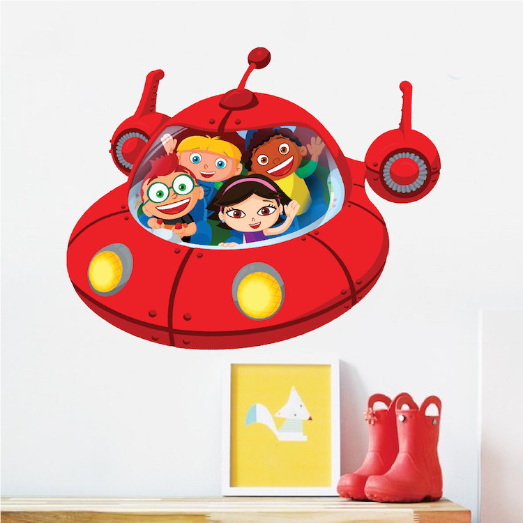 Little Einstein Wall Decal Red Spaceship Kids Bedroom Peel Stick Sticker, n92