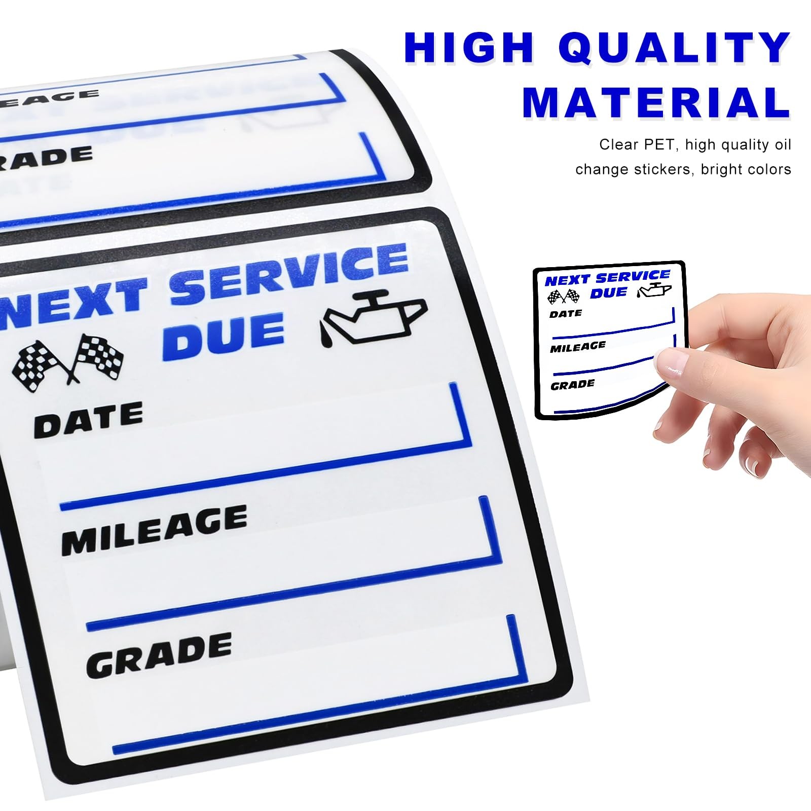 300PCS Oil Change Stickers, 2" × 2" Transparent No Residue Oil Change Reminde…