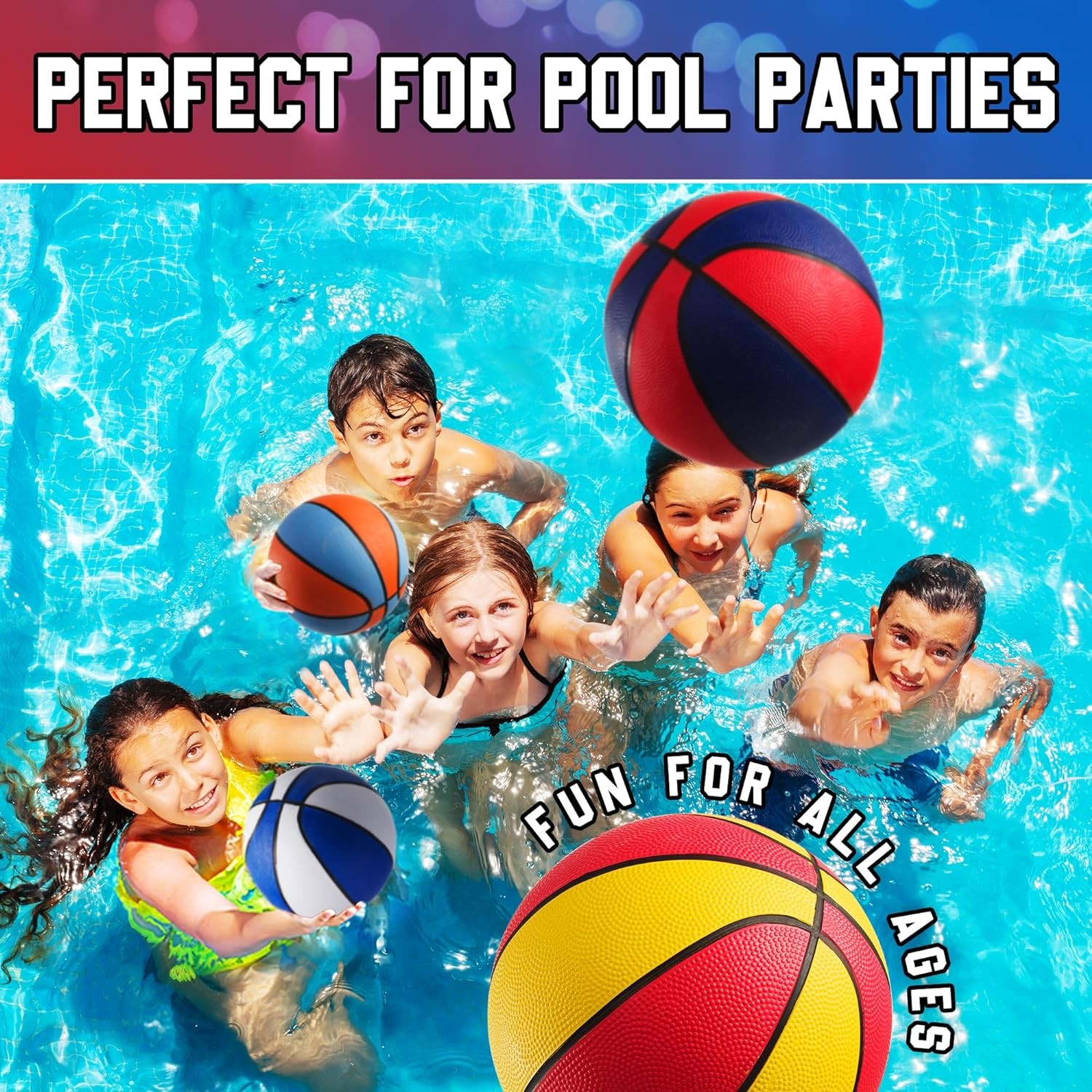 Rubber Mini Basketballs 7 Inch, Size 3 (Pack of 4 or 12) – Pool Basketball for