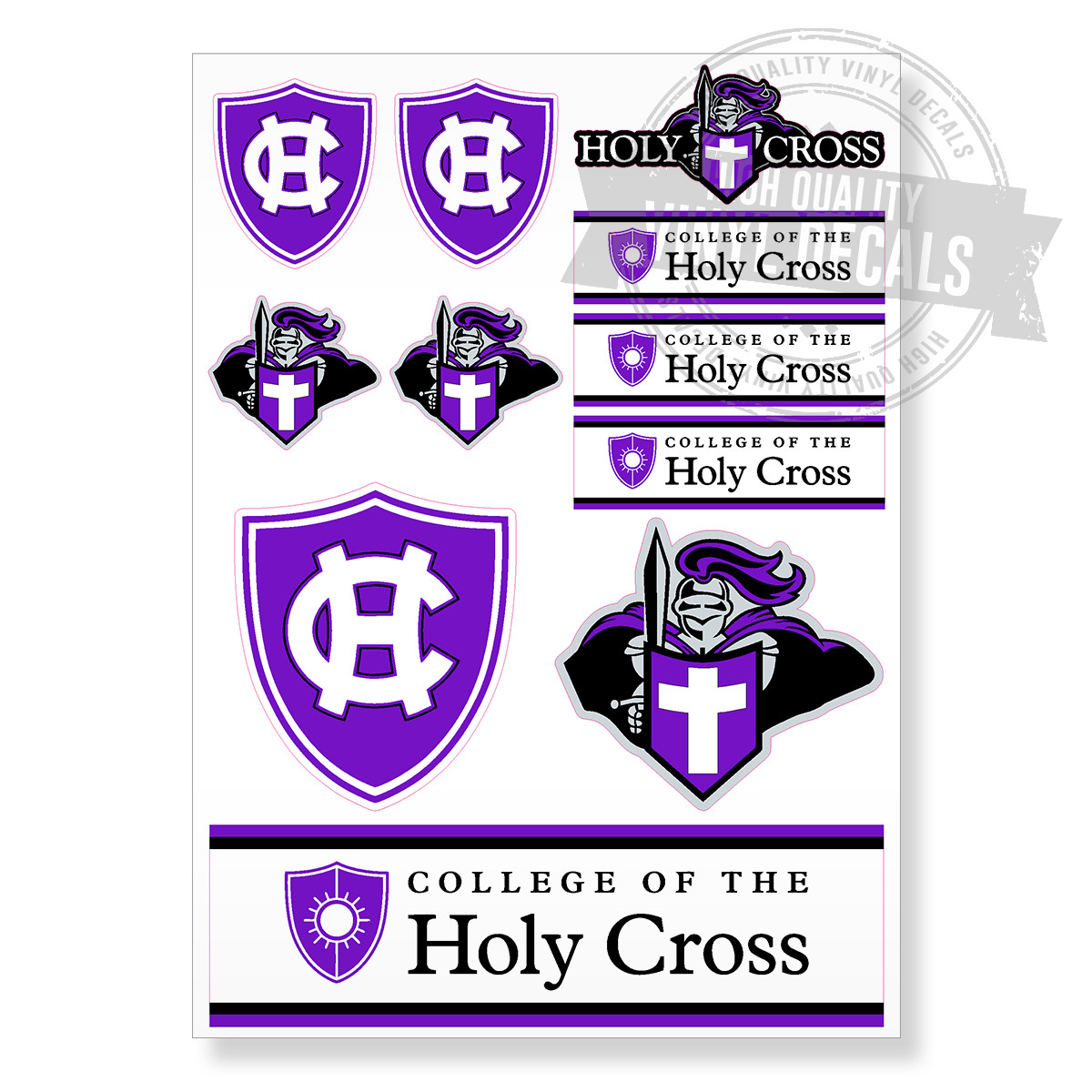 College of the Holy Cross NCAA A4 High Quality Printed Vinyl Decal Sticker Kit