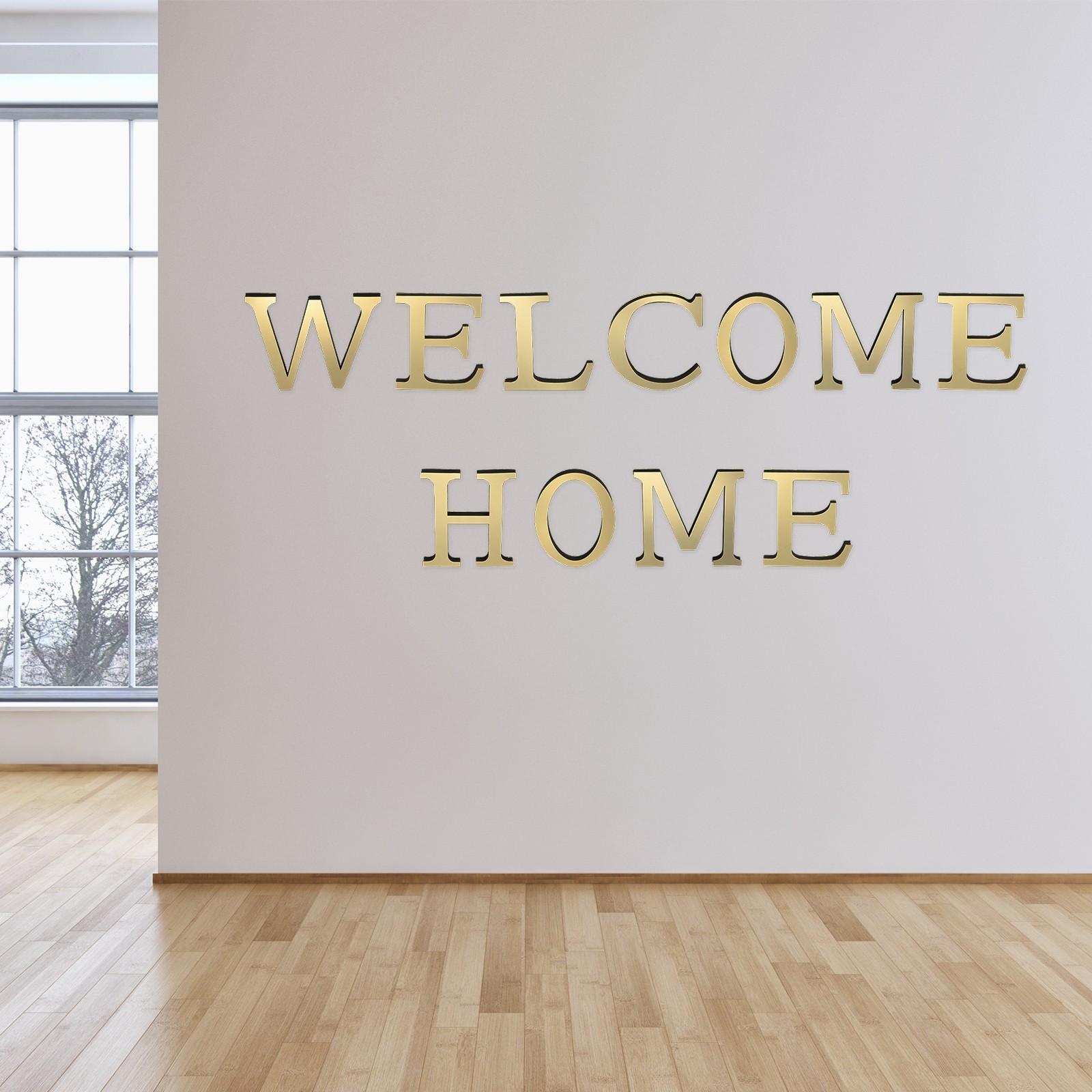 3D Acrylic Alphabet Mirror Wall Stickers Letter R Self-Adhesive Light Gold