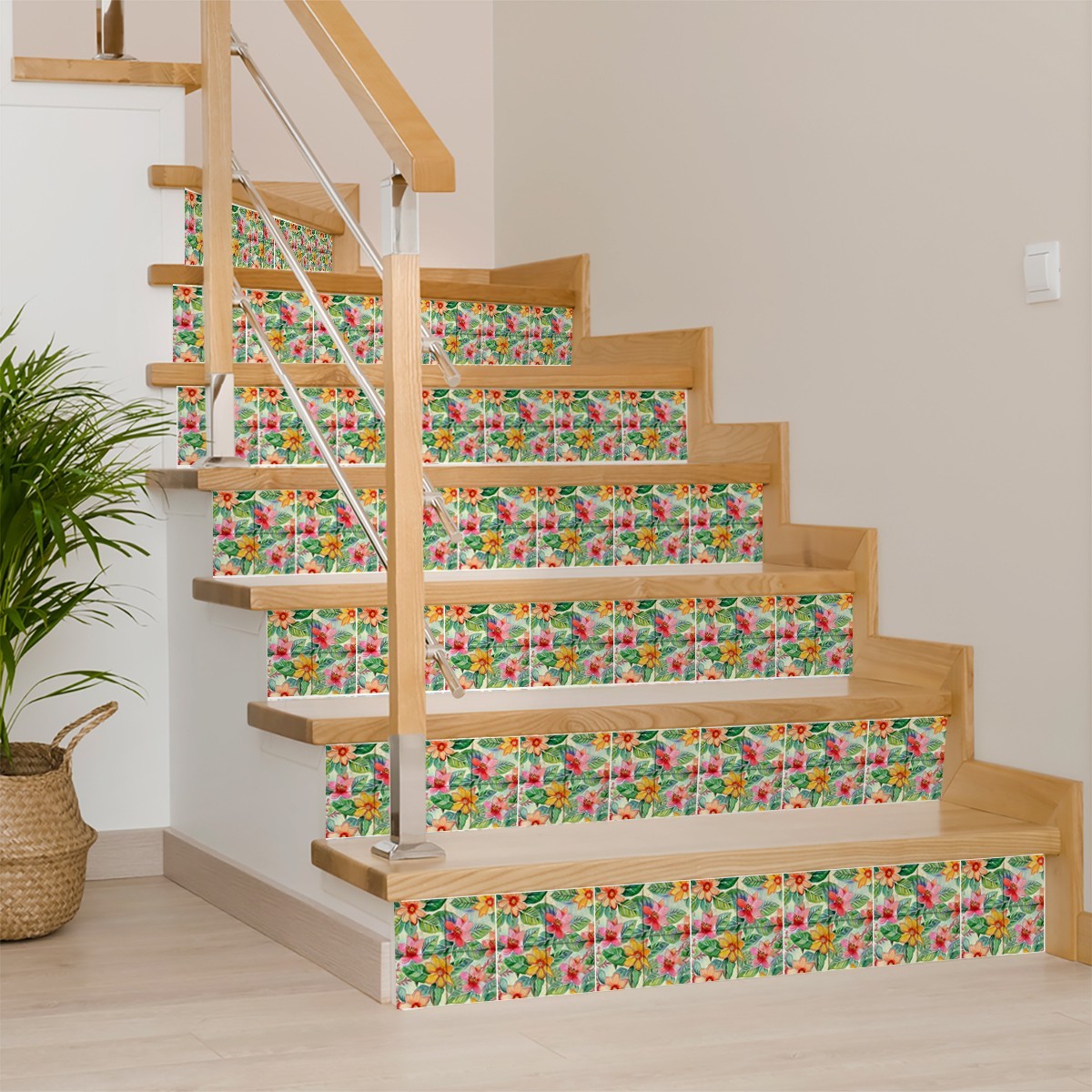 Peel Snd Stick Tile Stickers 24 Unit Pack Multicolor Floral