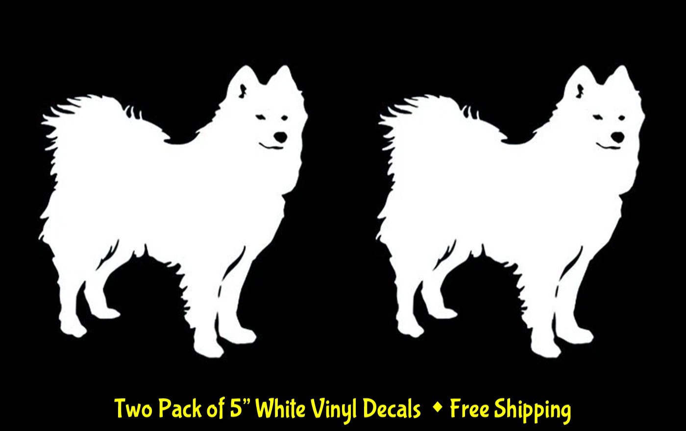 Samoyed Dog Two Pack of 5" White Vinyl Decals Car Laptop Tablet Window
