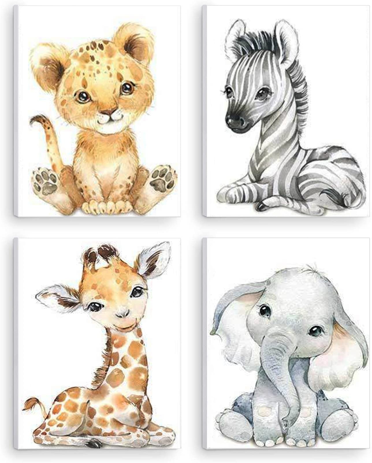 Baby Watercolor Animals Wall Art Prints Set of 4 (8×10),Tiger Elephant Zebra …