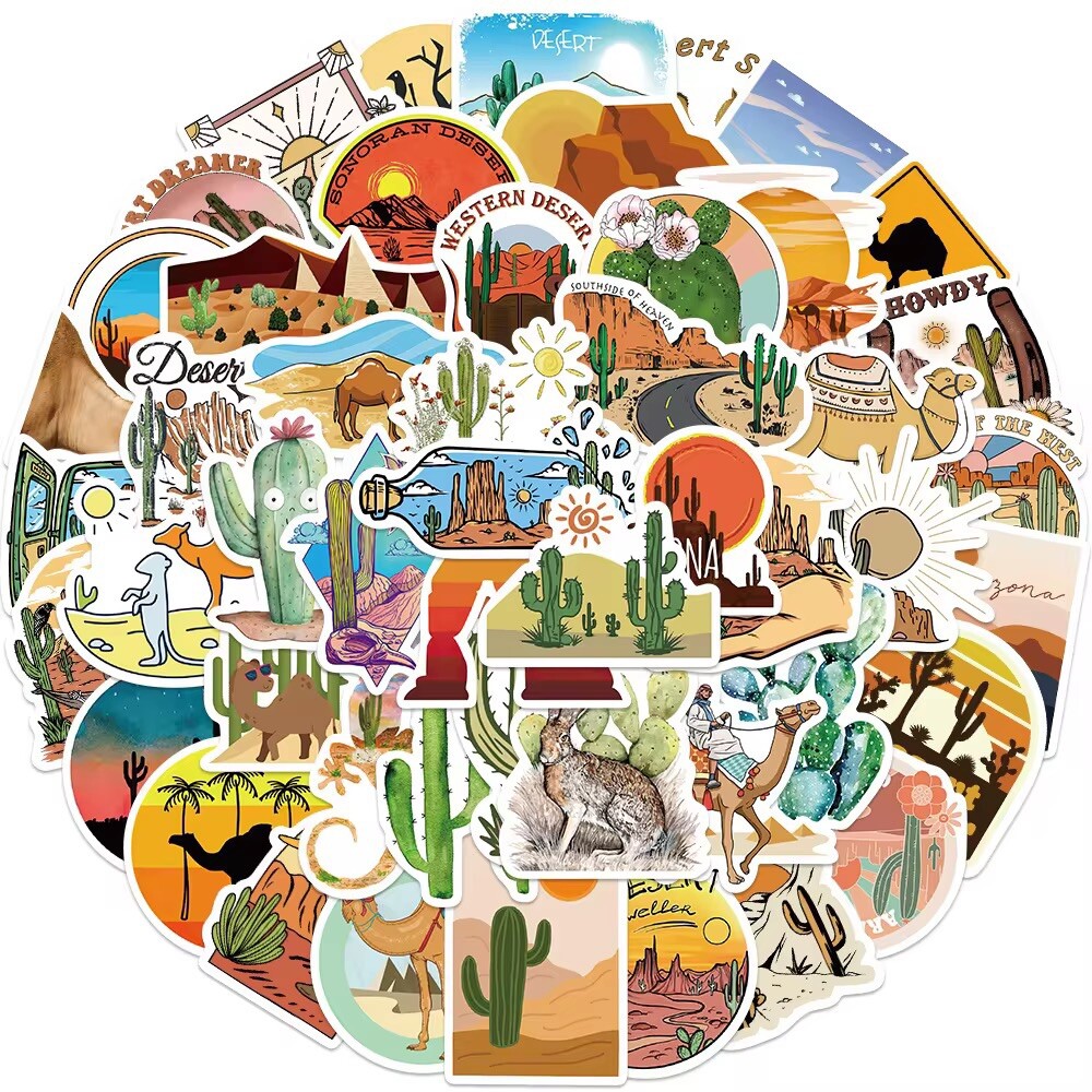 50 Pack Desert Stickers Cactus Camel Decals Laptop Hydro Yeti Car Free Shipping!