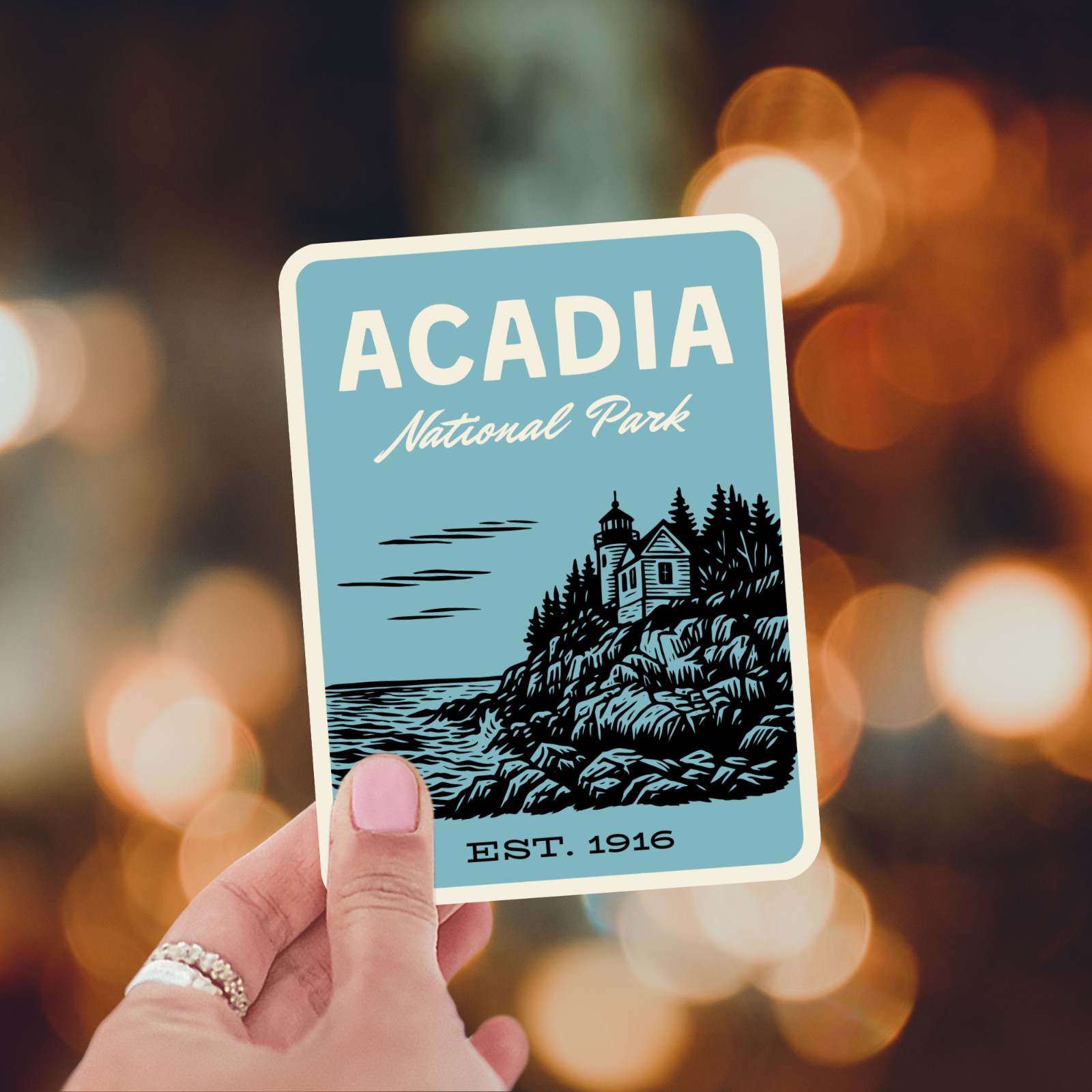 Acadia National Park Sticker – Retro 1960s Style Decal