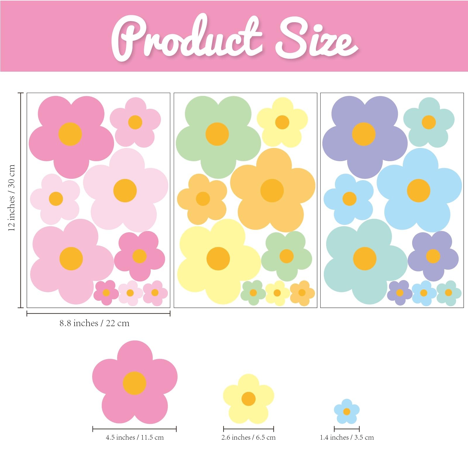 81 Pieces Wall Decal Flower Stickers – Removable Peel & Stick Wall Decals for…