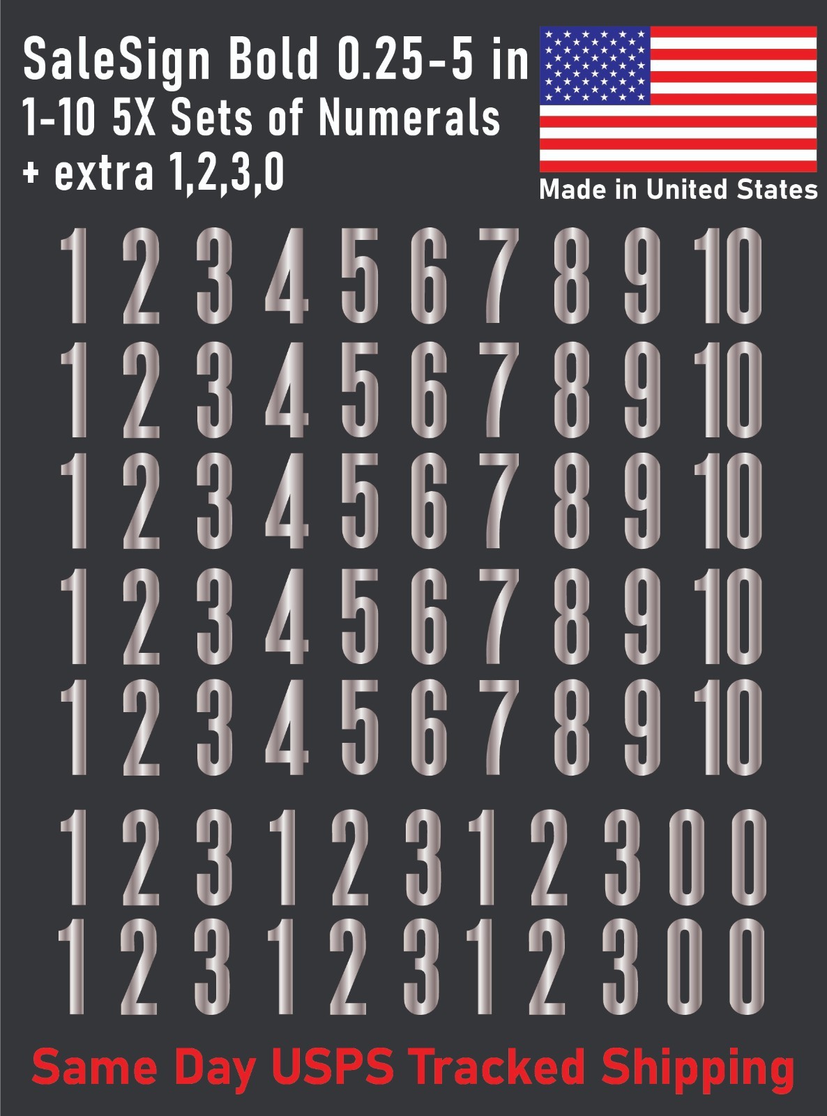 1-10 5x+ Sale Sign Outdoor Vinyl Decal Numbers for Address Mailbox Doors Lockers