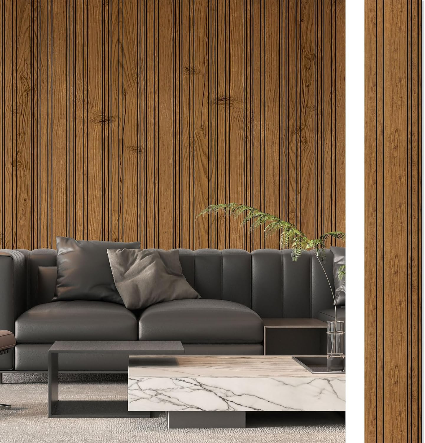 Recycled Wood Grain Wall Panels – 4-Pack Wainscoting for Stylish Decor