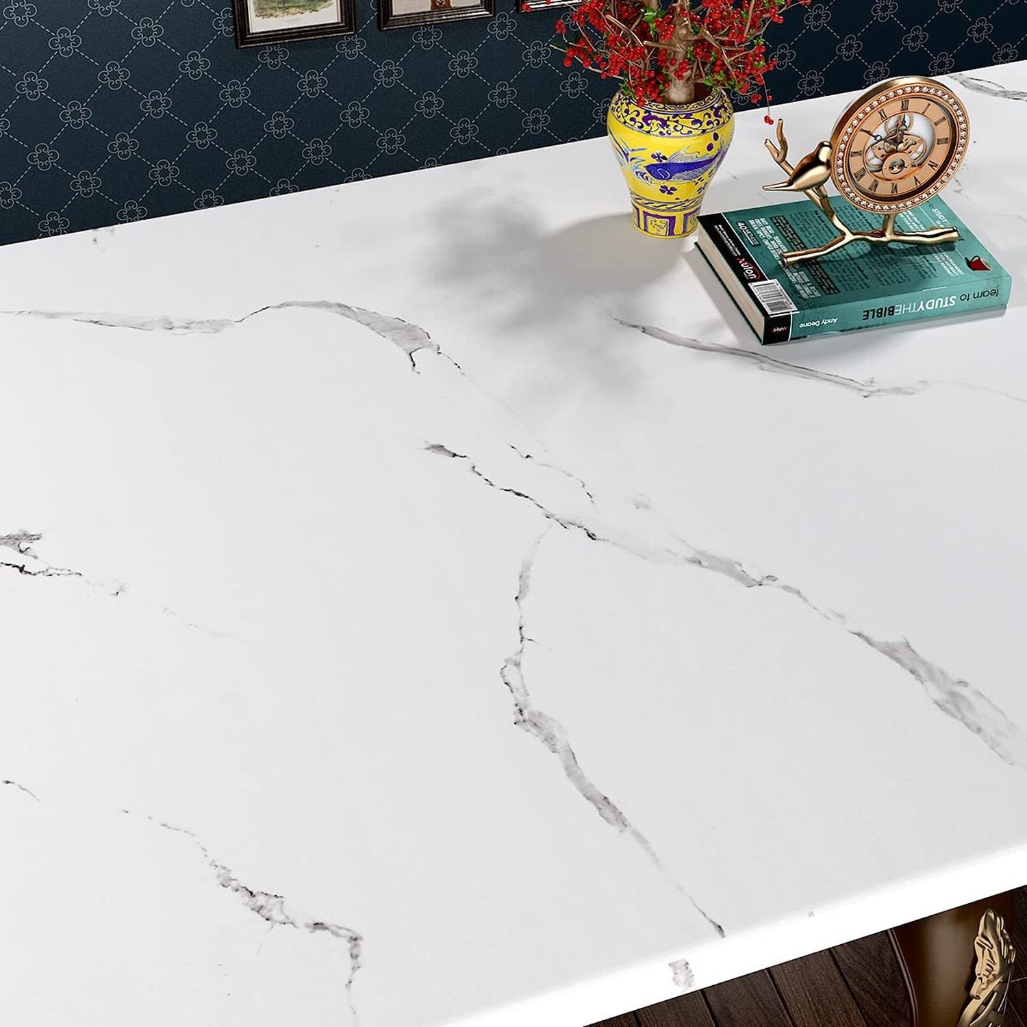 FunStick 36" x 200" White Marble Countertop Contact Paper Waterproof Marble W…