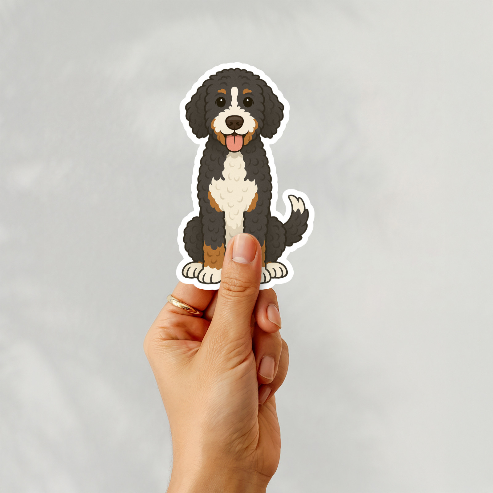 Personalized Bernedoodle Dog Sticker Magnet Bookmark – Tri-color