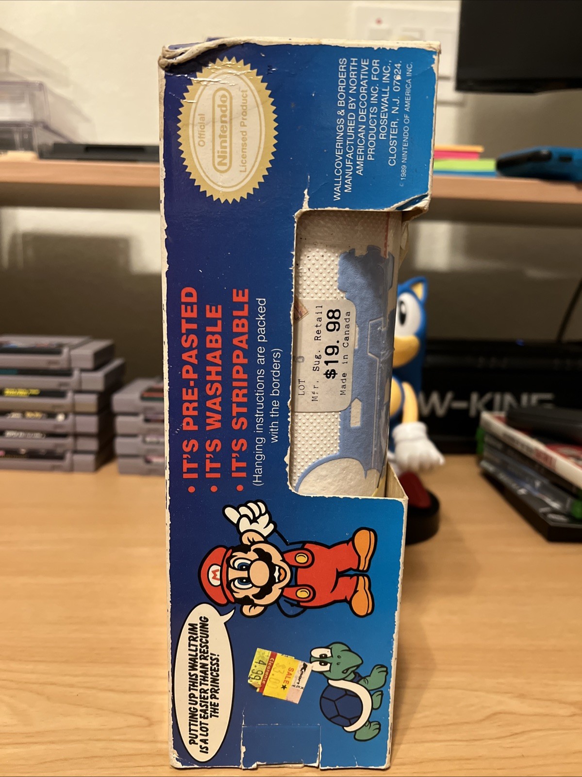 Nintendo Super Mario Vinyl Walltrim (1989) *Peach* New In Original Box 5 Yards