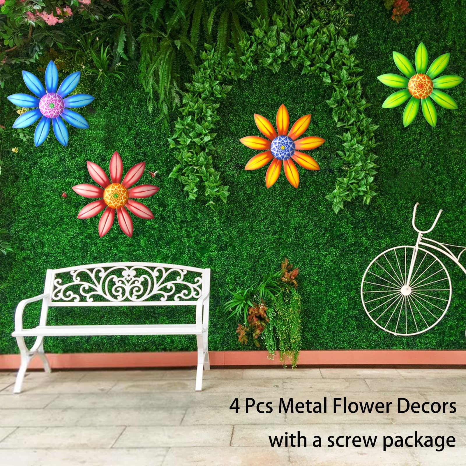 Gooyule Metal Flower Wall Art – Colorful Floral Decor for Indoor Outdoor Hang…