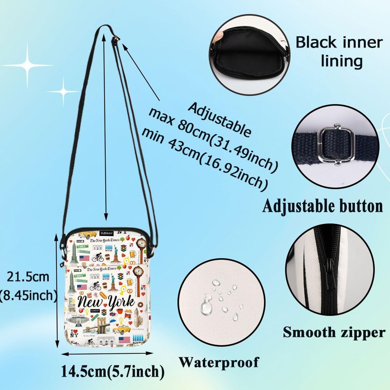 G2TUP New York Travel Crossbody Bag – New York City Themed Gifts & Souvenir