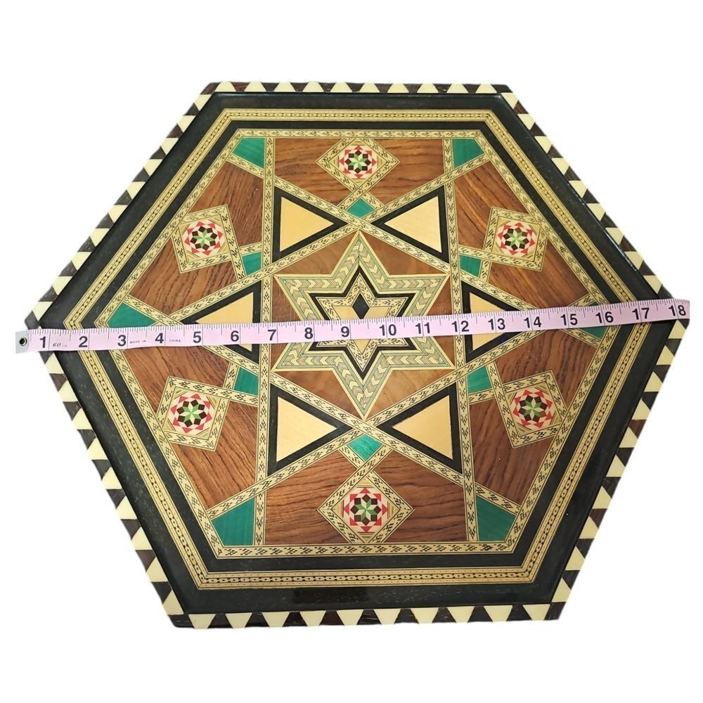 Handcrafted Hexagonal Wooden Mosaic Wall Art Geometric Decor Inlay Marquetry