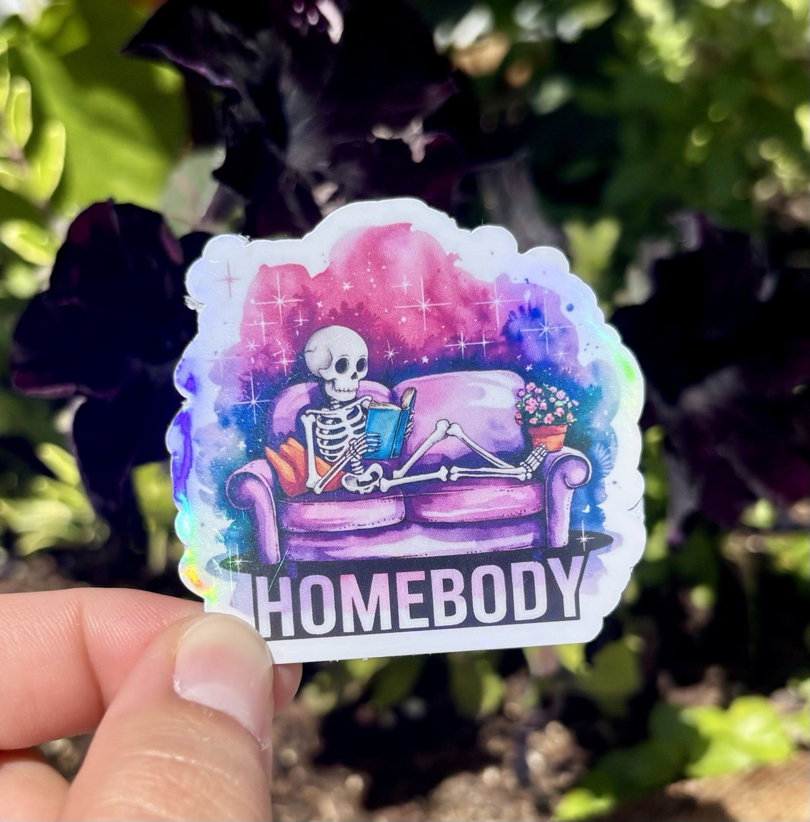 Homebody Skeleton Holographic Sticker Holographic Sticker