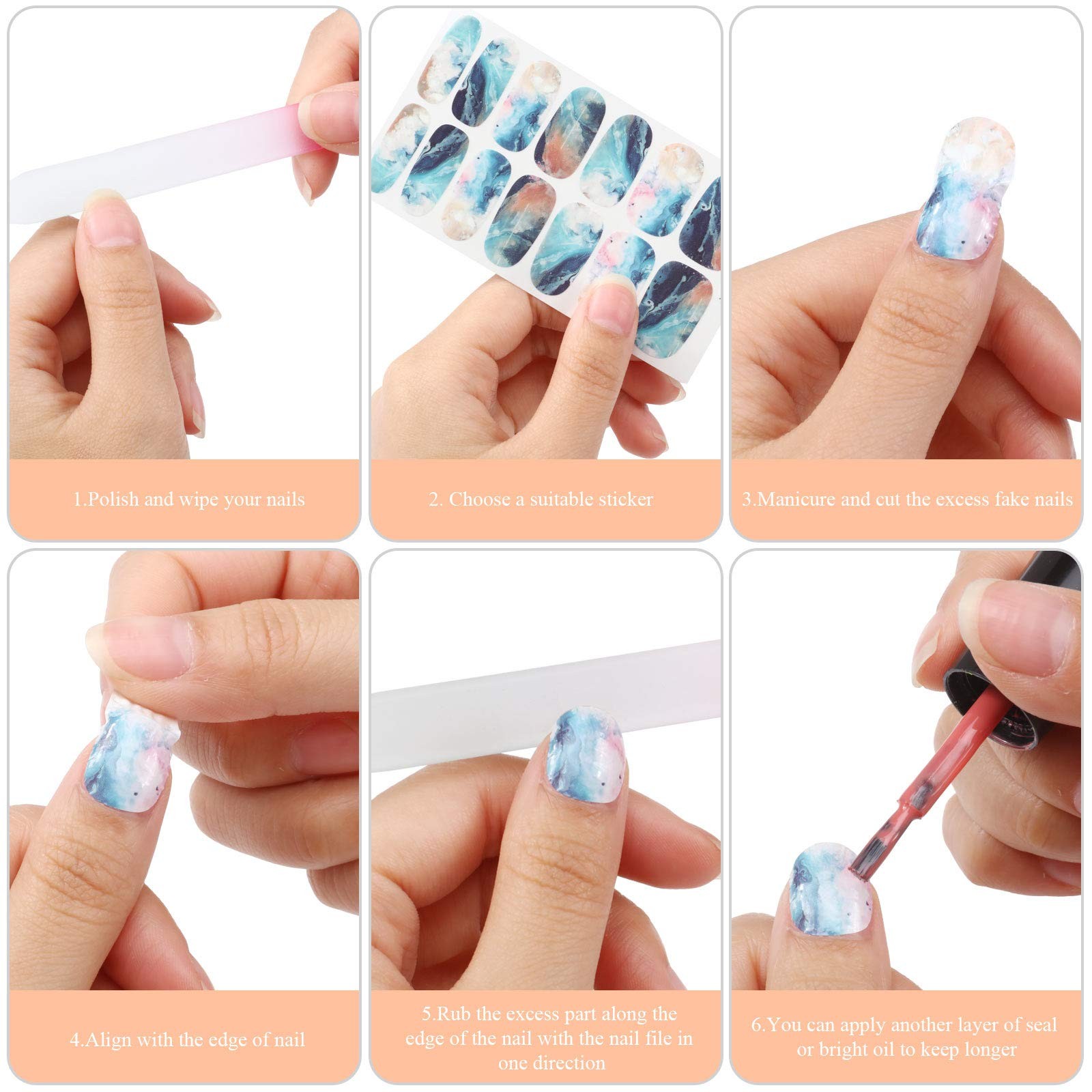 Maitys 168 Pcs 12 Sheets Full Wrap 10 x 5.5 cm/ 4 x 2.2 inches, Multicolor
