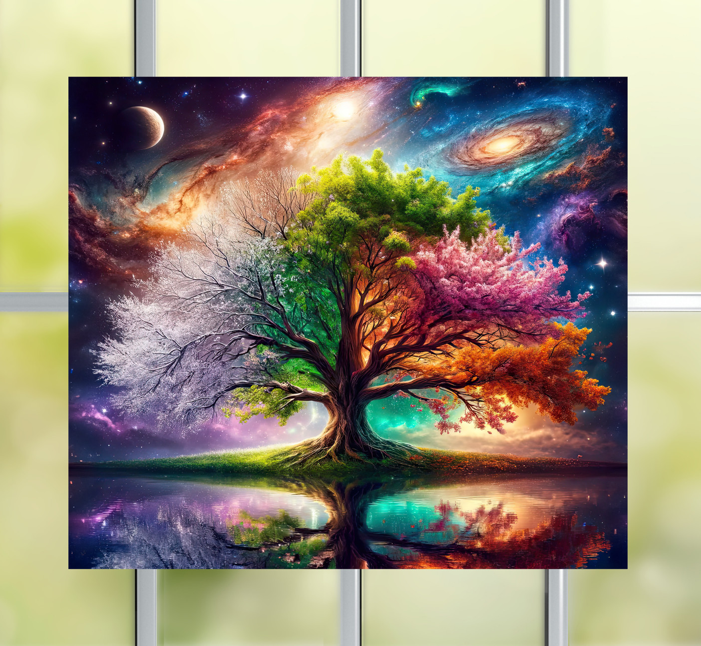 Tree of Life, Seasons, Galaxy WINDOW CLING Size 9.1" Vinyl