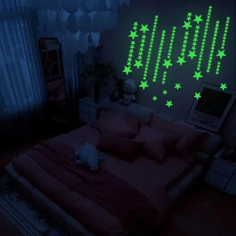 Luminous Wall Stickers for Kids Rooms Dots Stars Ceiling Wall Decals Glowing Sti