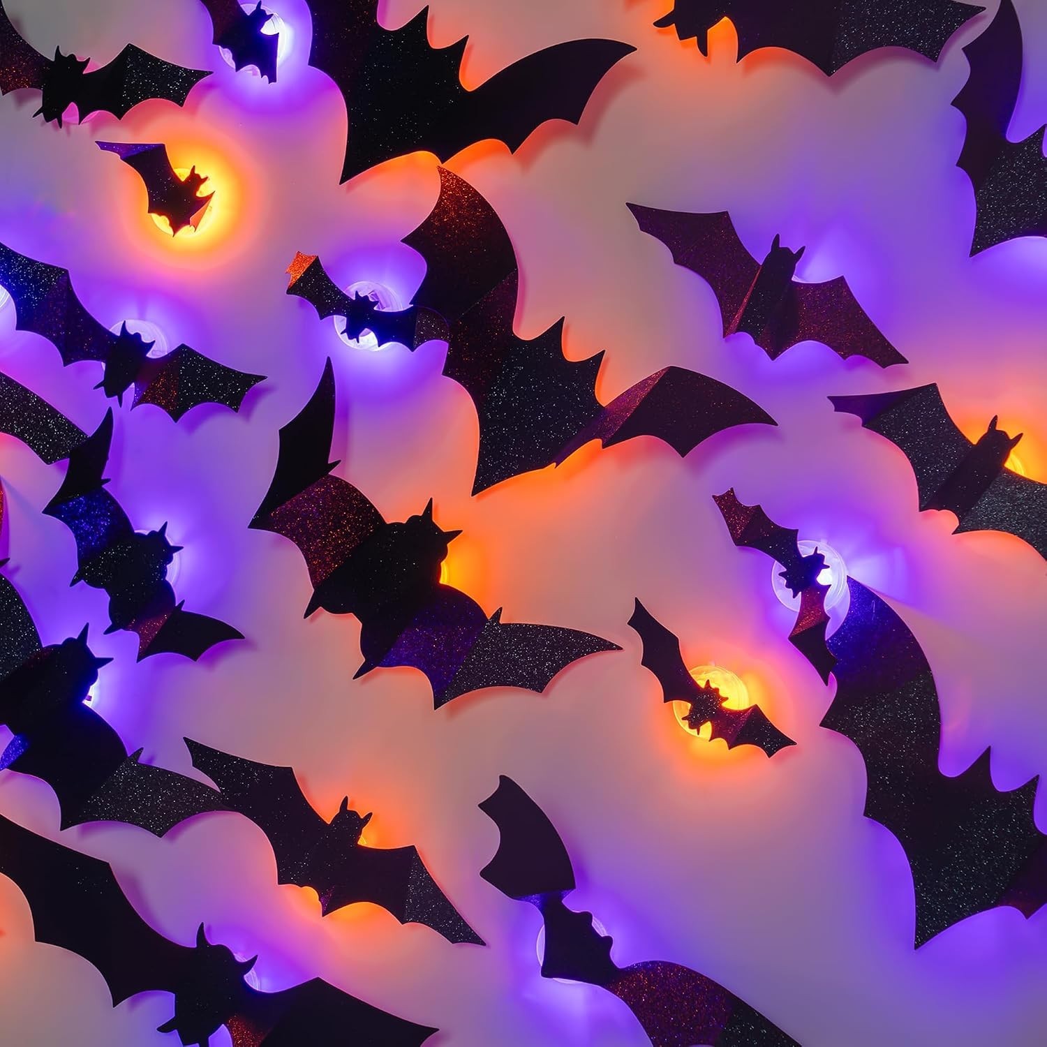 Indoor Outdoor 3D Bat Wall Stickers: 40 PC Set with Glow & Easy Install Features