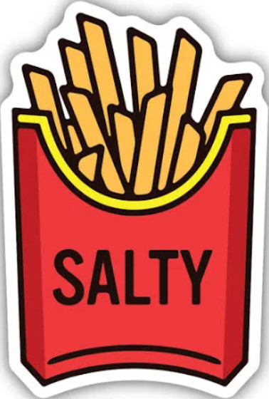 French Fries/Salty Vinyl Sticker Decal, Red Yellow, 3.5"