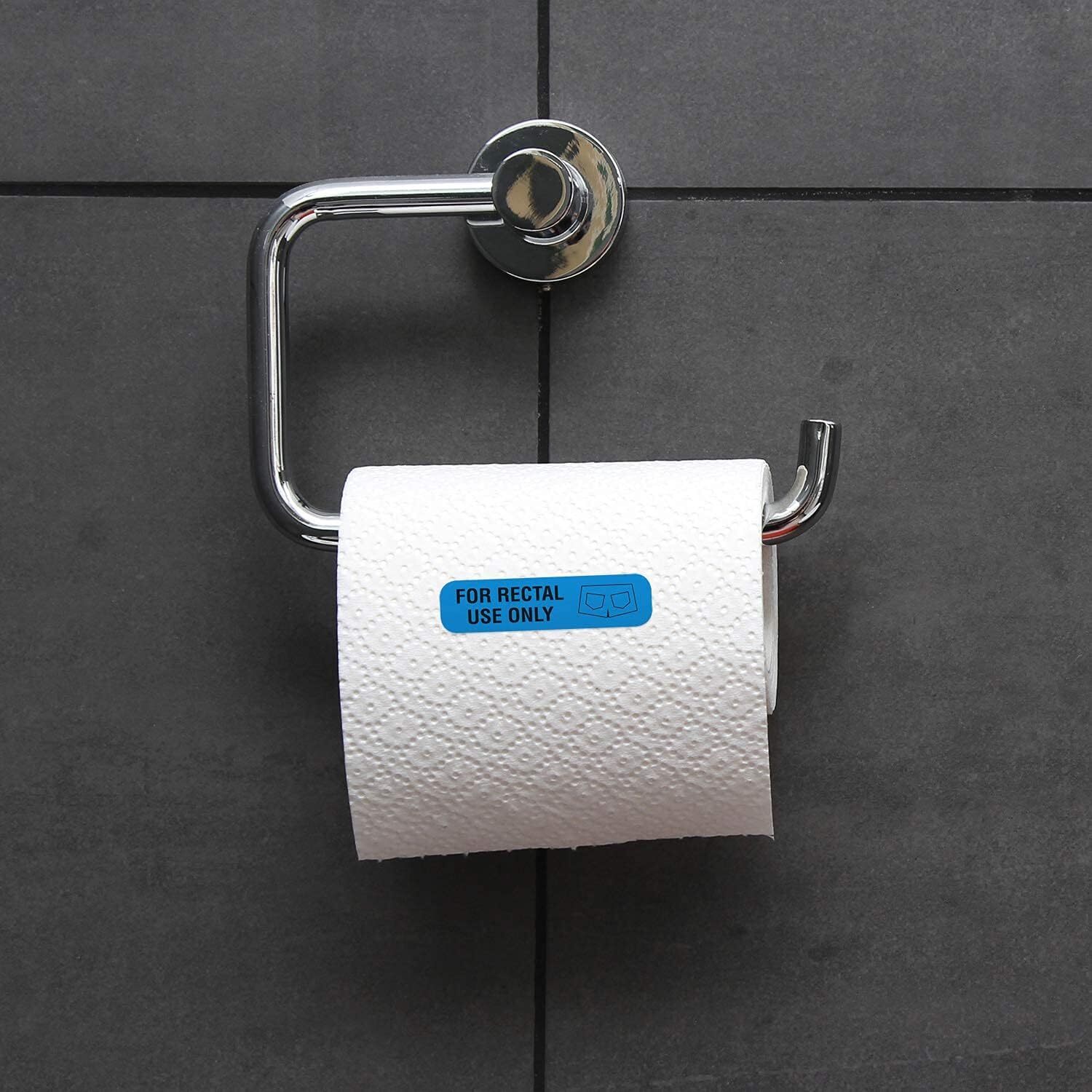 Blue Rectal Use Labels 0.375 X 1.5 Inches 500 Labels Per Roll Permanent Adhesive