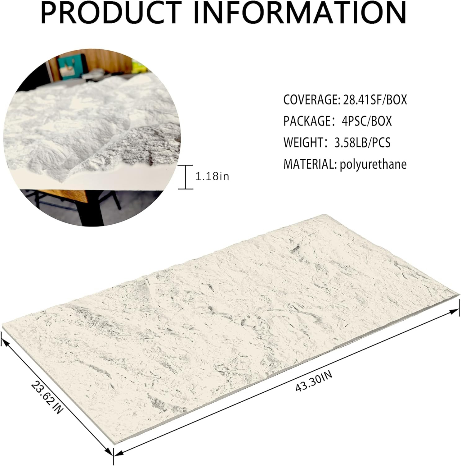 3D Faux Marble Wall Panels – 4-Pack Lightweight & Waterproof Decor