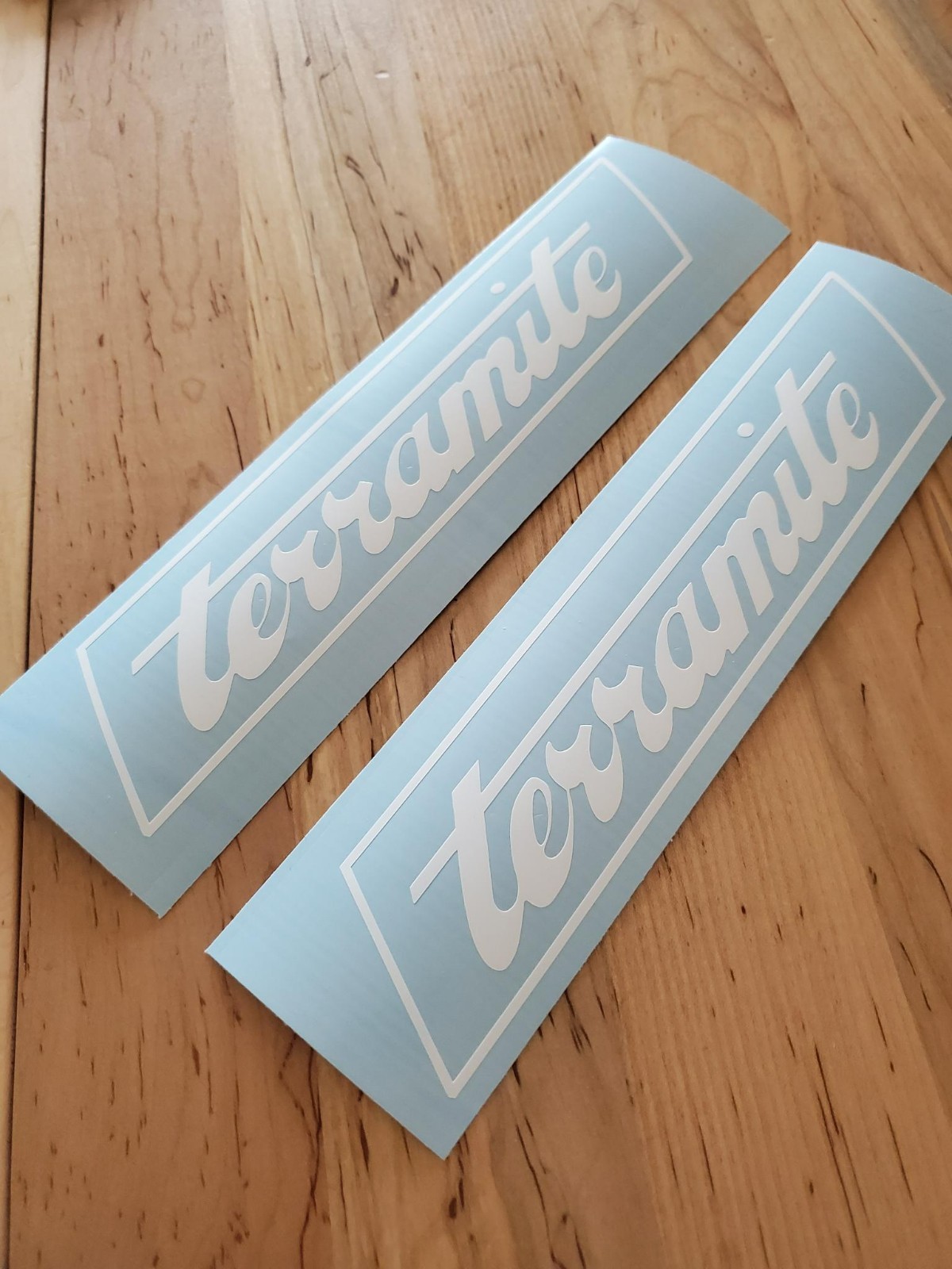 terramite Decals Stickers Gloss white 10" (2) Fast USA