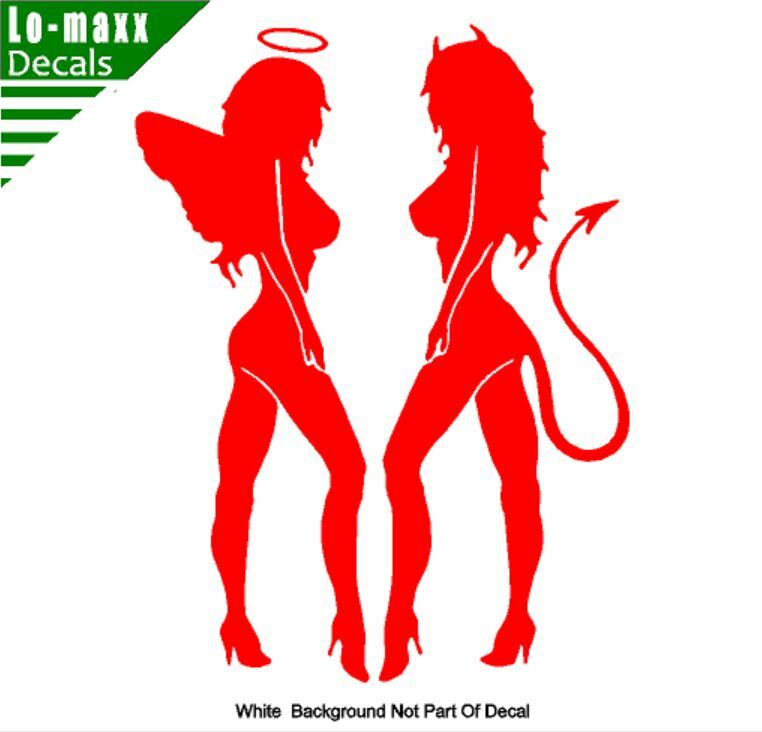 Hot Sexy Angel & Devil Girl Car Truck Boat Superior Quality Die Cut Vinyl Decal
