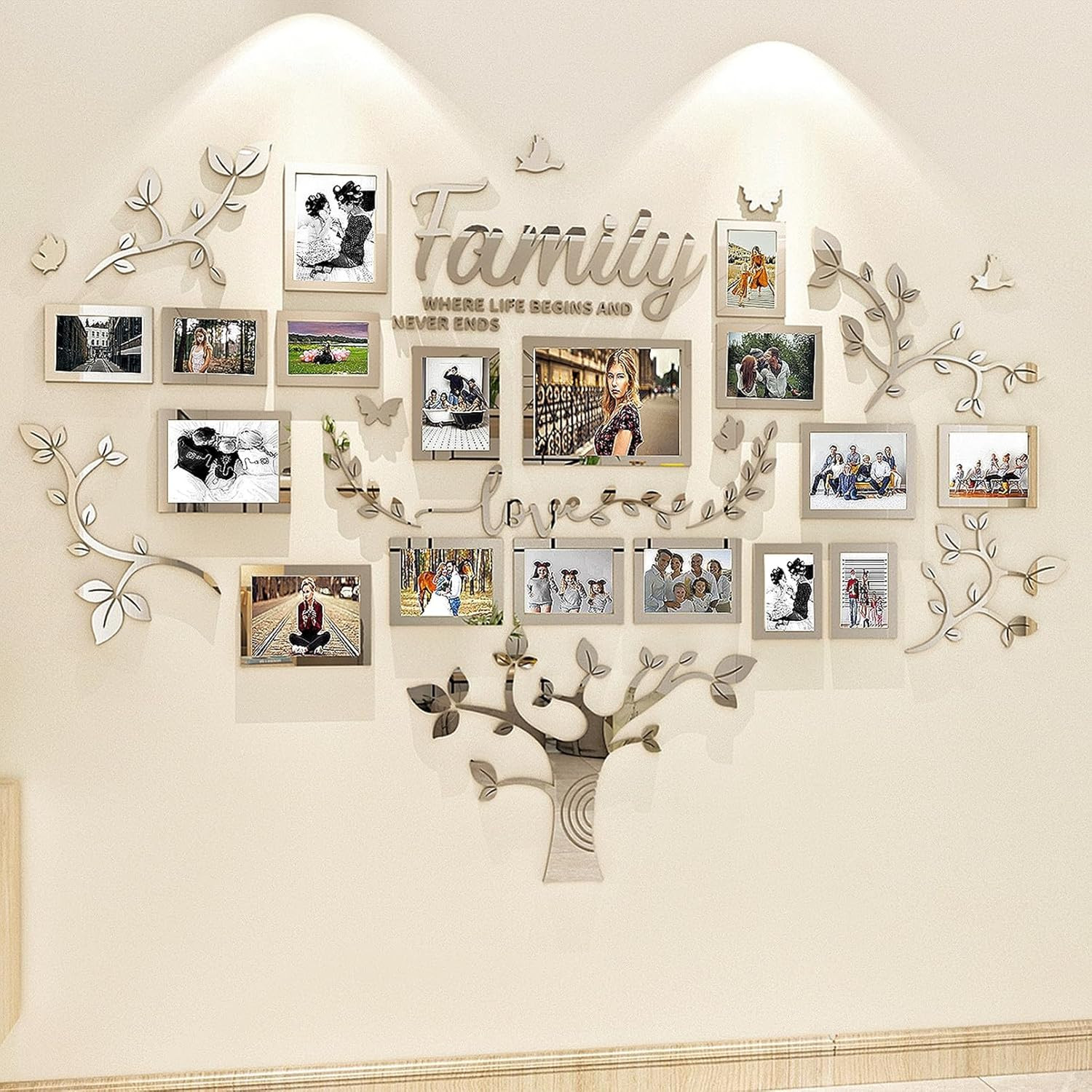 Wall Decor Living Room Family Tree Wall Decor Sticker 3D Picture Frames Collage