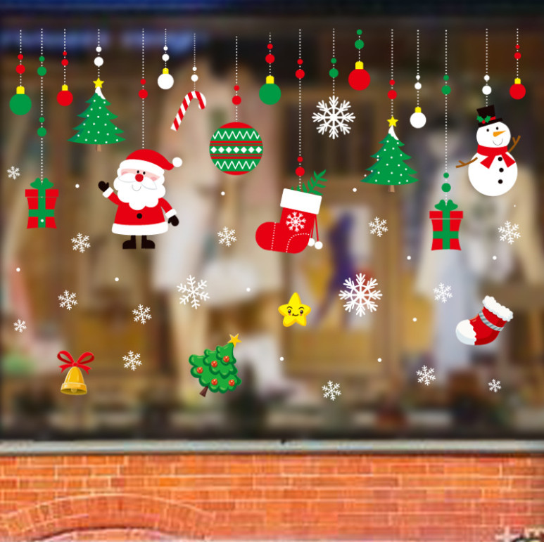 1/3x Removable Christmas Window Clings Decals Snowflake Santa Claus Showcase DIY