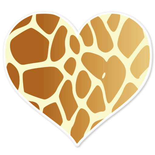 Giraffe Animal Print Heart car bumper sticker 4" x 4"
