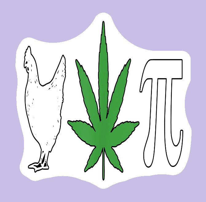 Weatherproof Chicken Pot Pie Weed Stickers Vinyl Decal Added Layer UV Safe Humor