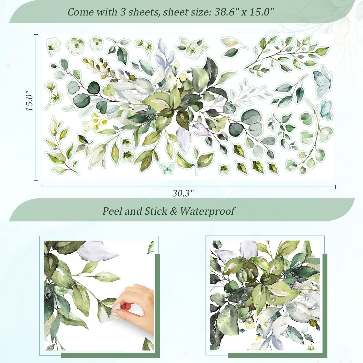 Plant Wall Decals, Removable Fresh Plants Wall Stickers Green Hanging Leaves …