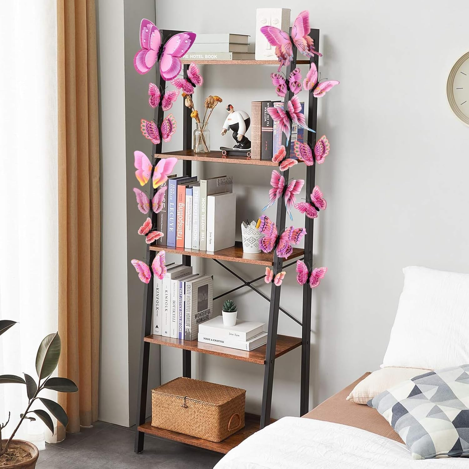 24 PCS 3D Butterfly Decorations With Magnets, Double Layer Magnetic Butterfly St